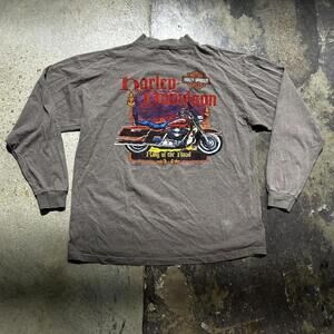 Vintage 90s brownish grey longsleeve Harley Davidson shirt